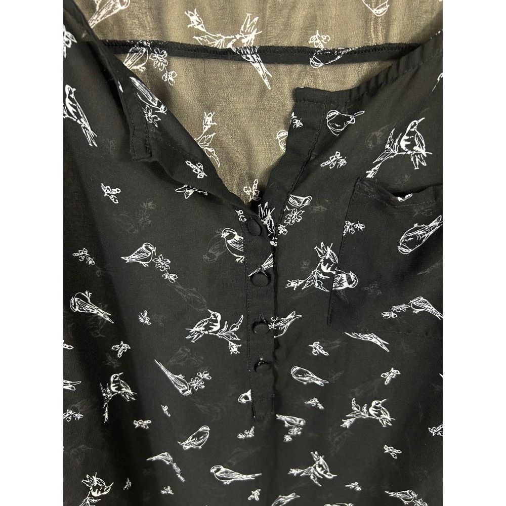 Whimsical Torrid Black Novelty Bird Print Sheer Top Plus Size 2X Nature Dainty - Picture 11 of 12